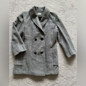 Vintage Herman Kay / Wool Herringbone Tweed Overcoat